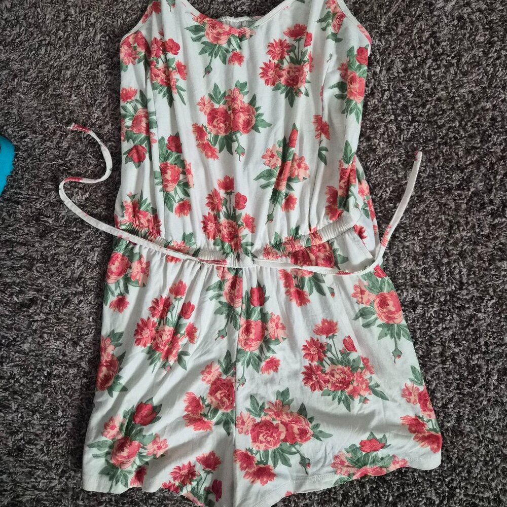Womens Floral Summer Shorts Romper (L)